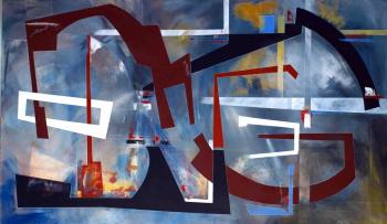  Angelo Rinaldi, "Astrazione Astrale", acrilico su tela, h.cm. 100x170, anno 1970-2012, vedi cat. cop. Rossa