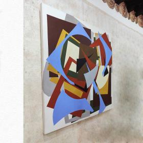  Angelo Rinaldi, "Vortice, acrilico su tela, h. cm. 130x120, anno 2016, vedi cat. cop. Rossa